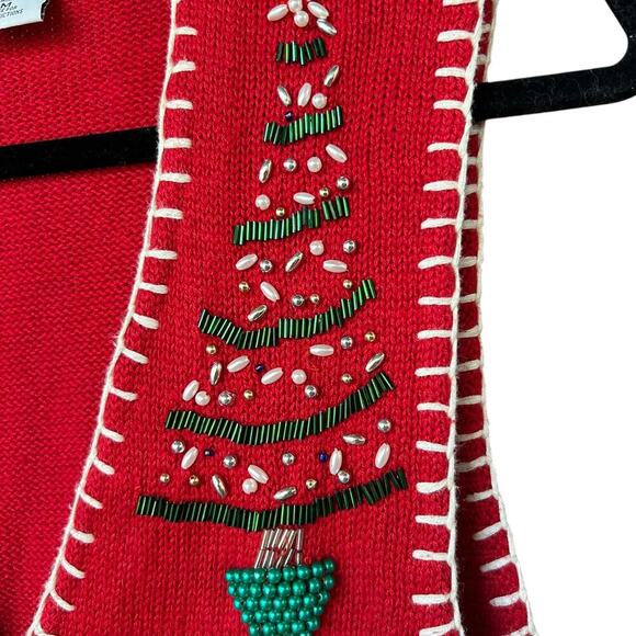 Victoria Jones Women's Beaded + Knit Red Christmas Vest Size Medium - Picture 3 of 12